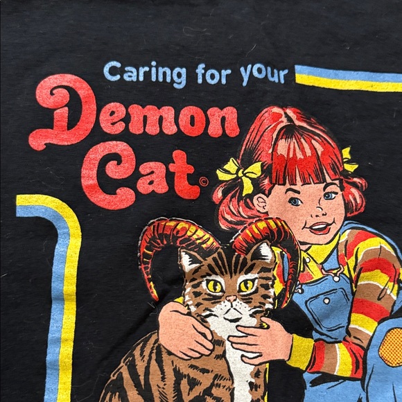 Steven Rhodes Black T-Shirt Caring for Demon Cat - Picture 5 of 8